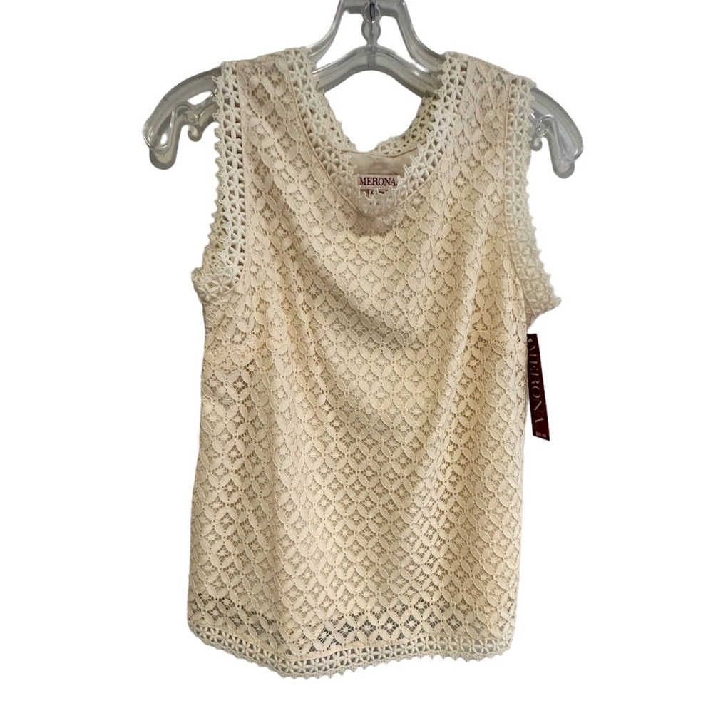 Merona Ivory Lace Crochet  sleeveless blouse size NWT size xs